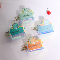 Cartoon Laser Transparent Zero Wallet Small Dinosaur Pendant Small Wallet Woman Card Bag Key Mouth Red Containing Bag Headphone Bag