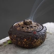 Purple sand sandalwood stove Handmade plate incense line incense tower incense burner Antique ceramic incense insert incense supplies Aromatherapy stove