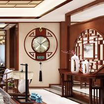 New Chinese living room deer head wall clock mute hanging watch perpetual calendar clock creative home decoration solid wood wall clock