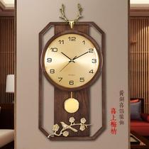 New new Chinese light lavish hanging clock Living room Ideas luxury solid wood clock brass decorated with Chinese wind clock