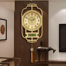 New Chinese pure copper hanging clock living room home wall clock Wanyear calendar hung table muted atmosphere hanging wall light and luxurious clock