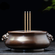 Pure copper incense burner Large Xuande furnace Antique sandalwood stove Household incense burner for Buddha worship Aromatherapy stove