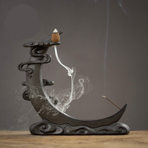 Creative ceramic reverse flow incense burner ornaments Tower incense burner Home living room sandalwood stove Home indoor Zen line incense burner