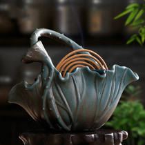 Creative incense burner Hu Shi Tea Ceremony Sandalwood stove Household indoor supply Buddha ceramic line incense plate Incense burner ornaments