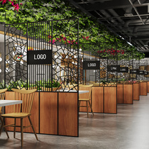 Industrial wind iron hotel restaurant barbecue shop screen partition creative solid wood private room bar decoration hot pot restaurant bar