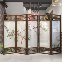 New Chinese-style solid wood screen folding mobile partition entry porch living room office double-sided Suzhou embroidery embroidery folding screen