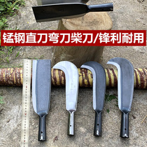 A Agricultural scythe cut trees Manganese steel cut grass hook knife Hand forged long machete cut wood knife Open knife outdoor