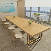 Solid wood meeting table 10 people long table modern desk designer workbench strip guests to negotiate table and chairs combination