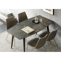 Special Nordic expression MIC Sen Ruiwen rock board solid wood dining table modern simple Italian imported ceramic K#