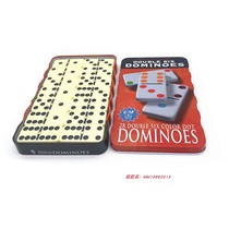 2021 new teaching points melamine domino set curved iron box 5010 double 6 dominoes 28