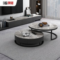 Top crown Nordic rock board tea table simple modern living room creative tea table balcony combination round small tea table small apartment