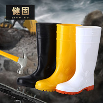 Labor insurance boots men smashing stab-resistant plus cotton zhong gao tong rain boots steel head plate oil acid-base white food water shoes