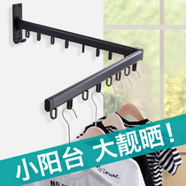 Invisible balcony folding clothes rack Indoor wall-mounted window push-out stretch shrink black outdoor clothes rack hanging clothes rack
