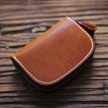 Handmade Retro Head Layer Bull Leather Key Bag Mens Tanned Leather Large Capacity Containing Bag Mens Home Lock Spoon Bag