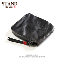 Retro made of old head layer Bull Leather Short Wallet Men Genuine Leather Zero Wallet Small Mini Zipped Coin Bag Women 4