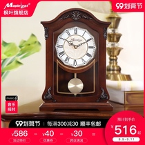 Solid wood clock clock living room time retro decoration mute pendulum clock creative clock large stage clock ornaments