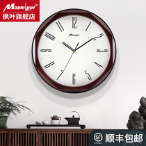 New Chinese living room solid wood wall clock creative personality clock home Modern simple quartz clock home decoration clock