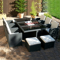 Rattan outdoor furniture combination sun table and chair table courtyard outdoor leisure rattan chair living room negotiation restaurant dining table and chair