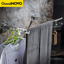 Balcony Side Loading Clotheshorse Indoor Toilet Free of perforated folding clothes hanger outdoor Stainless Steel Wall-mounted Sunning Rod