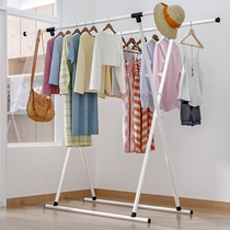 Clothes rack floor folding indoor and outdoor double-pole balcony hanging clothes telescopic drying clothes rod simple clothes rack
