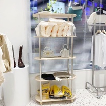 clothing store shelf flooring shelf display rack girls clothing window display bag shoes Nakajima platform solid wood multi-layer new