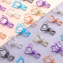 Color hollow metal small clip Creative stationery small fresh student cute small fixed paper clip long tail clip