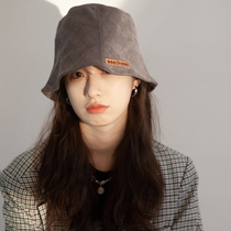 Civen & Kivan autumn and winter retro suede fishermans hat female letter casual face small Japanese bucket hat