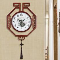 New Chinese wall clock Chinese style simple decorative clock Household living room mute creative table Quartz clock Classical wooden clock