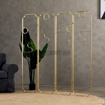 Mingzhan new Chinese classical screen partition light luxury living room folding mobile folding screen activity creative push-pull background