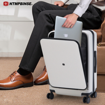 Swiss army knife front opening boarding luggage 20 inch business suitcase 24 inch durable computer trolley case men