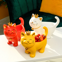 Candy plate front desk fruit plate living room home creative snacks coffee table light luxury wind tray dried fruit plate lucky cat