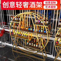 Wine rack display stand Floor-to-ceiling Wrought iron restaurant multi-layer luminous winery Vertical wall shelf Creative wine cabinet