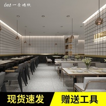 Simple ins Wind waterproof self-adhesive black and white plaid wallpaper restaurant milk tea snack bar grid Red commercial wallpaper