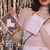 Road Little Boat Little wallet Girl Short models New wave sequins Teenage Girl Mini Individuality Zero Wallet Mermaid Bag Woman