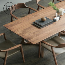 Ash wood dining table Nordic solid wood living room table and chair combination rectangular one table four chairs small family dining table