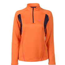 New Outdoor Womens quick-drying plus velvet long sleeve T-shirt autumn and winter thin velvet warm top stretch collar hiking