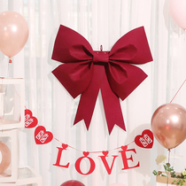 Wedding room layout ins big butterfly net red creative decoration wedding living room happy character pull flower hanging decoration romantic wedding