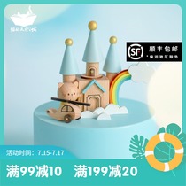 Cats Sky City Music Box Wooden girl Clockwork birthday gift Castle Cave Train Music Box