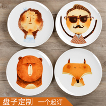 Custom pattern photo plate printing creative living room decoration wall plate ceramic ornaments hanging plate photo frame disc ornaments