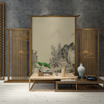  Chinese style screen partition Living room Bedroom tea room Hotel hall Modern simple relief solid wood custom seat screen mountain water