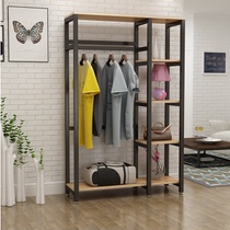 Simple wrought iron creative coat rack simple modern floor bedroom wooden hanger home storage wardrobe