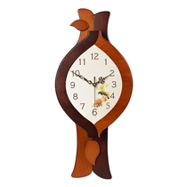 Clock hanging clock Living room European style modern minimalist pendulum clock home Chinese quartz clock muted solid wood clock