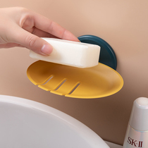 Punch-free soap box bathroom wall-mounted drain Nordic creative personality suction cup laundry soap box shelf
