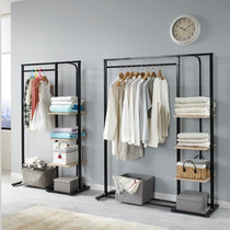 Floor-to-ceiling clothes rack Bedroom single-pole coat rack hanging clothes metal household storage rack simple wardrobe rack