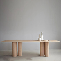 Nordic dining table and chair combination solid wood table simple rectangular meeting desk long log household large table