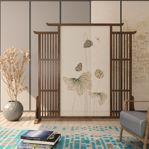 New Chinese screen entrance partition Living room Simple modern solid wood office Bedroom block Feng Shui door movement