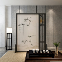 New Chinese solid wood screen partition Entrance Living room Office Bedroom entry wall Mobile modern simple dining room Bamboo