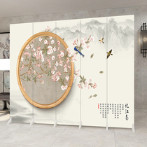 Chinese screen Solid wood partition Living room flower and bird office Simple decoration Folding mobile entrance wall folding screen