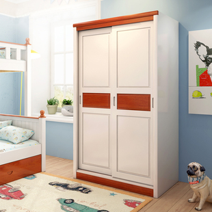 柏美斯 儿童推拉滑门衣柜 儿童床衣柜全实木移门柜大衣橱储物衣柜
