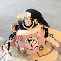 Cute thermos cup ladies ins Harajuku wind high-value children with straws water Cup portable student belly kettle